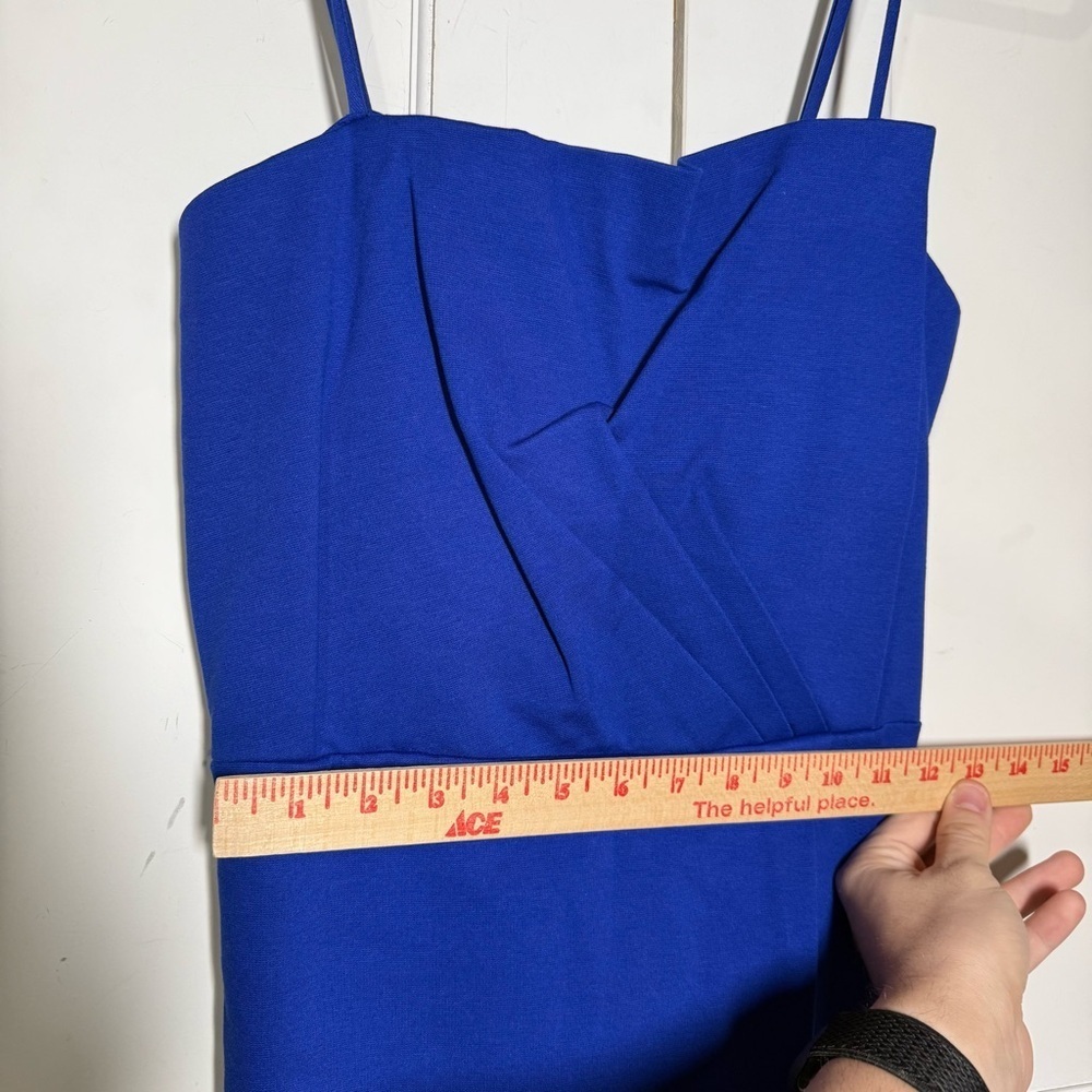 Lulus Royal Blue Midi Sheath Dress Size Large NWT Lined Crepe Chest Sleeveless - Picture 4 of 10